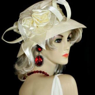 Ivory Wedding Bridal Brides Formal Hat With Satin, Black Designer Fashion Hat, Church Sabbath Dress Hat, Hats For Horse Races, NYFashionHats