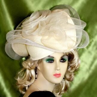 Ivory Wedding Pillbox Formal Bridal Hat, Church Temple Pill Box Hat, Hats For Horse Races, Custom Millinery Women, CoutureDesignerHats, Lea
