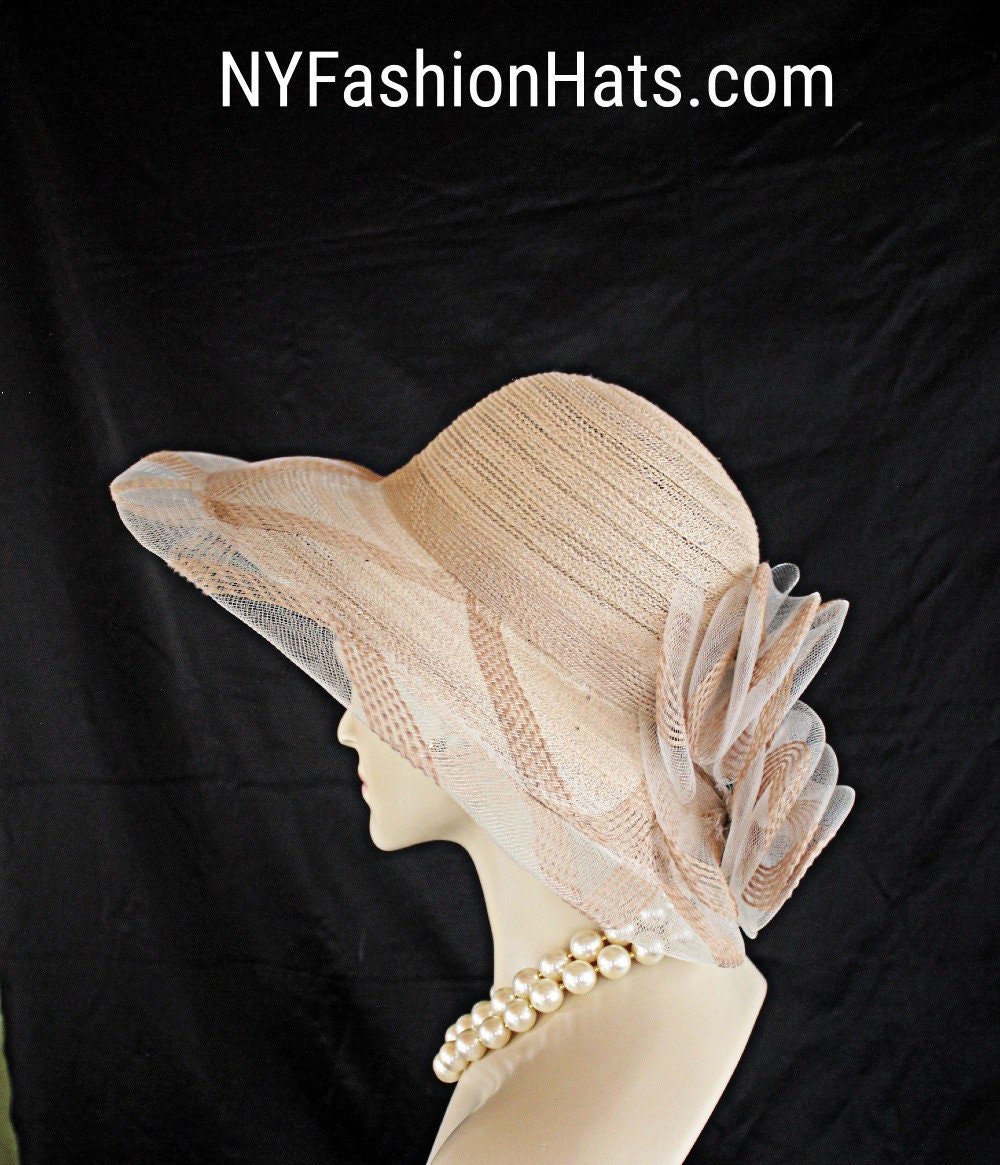Camel Taupe Beige Brown Wide Big Brim Hat, CoutureDesignerHats, Hats For Horse Races, Kentucky Derby Hats, Designer Dress Fashion Hat Women - Image 7