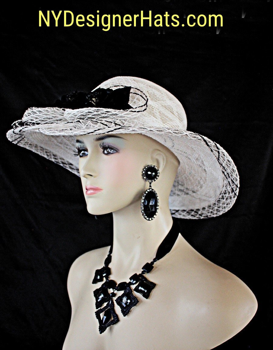 Kentucky Derby Hats, Hats For Horse Races, Black White Designer Dress Hat, Royal Ascot Hats, Mother Of The Bride Hat, Ladies Fashion Hats - Image 7