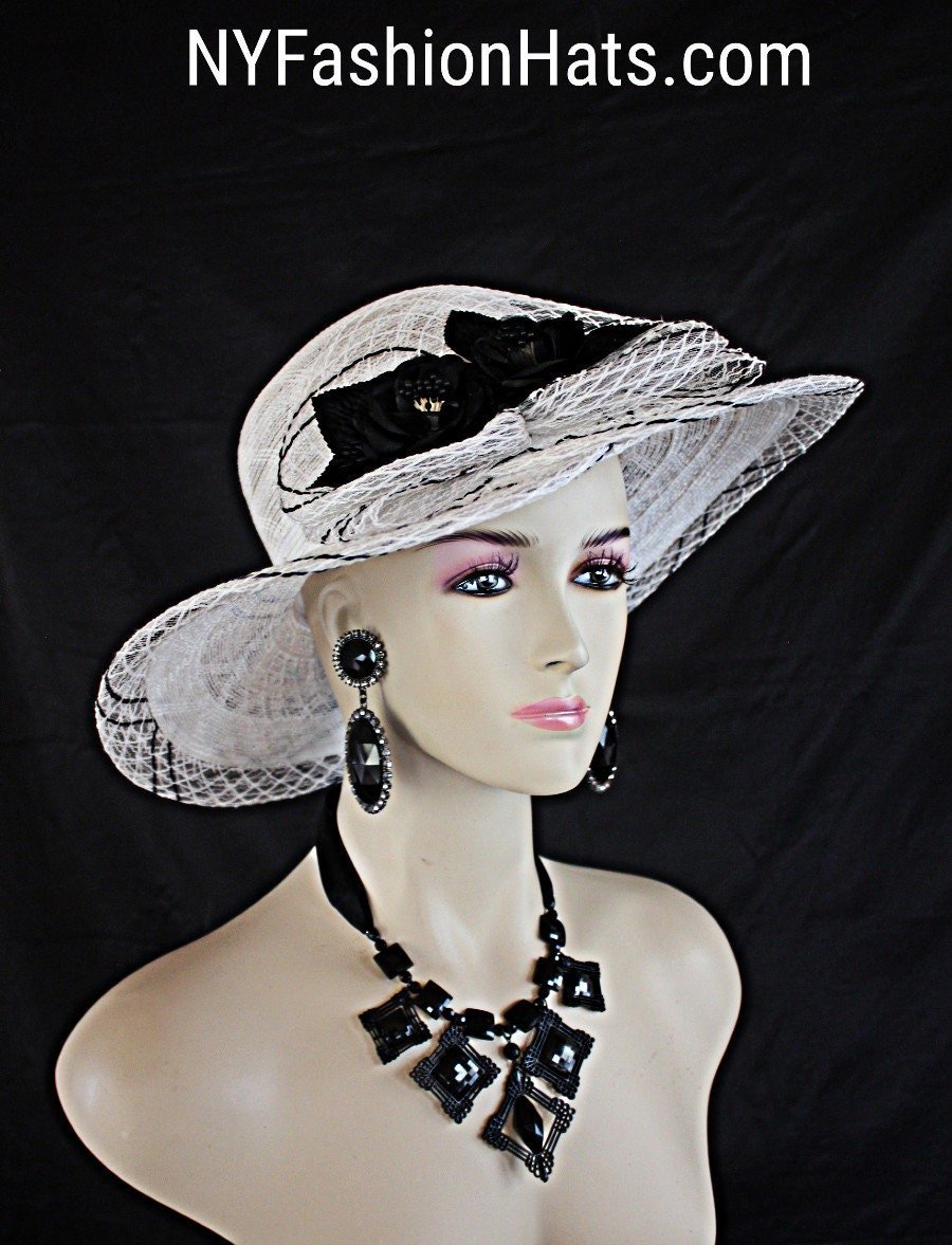 Kentucky Derby Hats, Hats For Horse Races, Black White Designer Dress Hat, Royal Ascot Hats, Mother Of The Bride Hat, Ladies Fashion Hats - Image 6