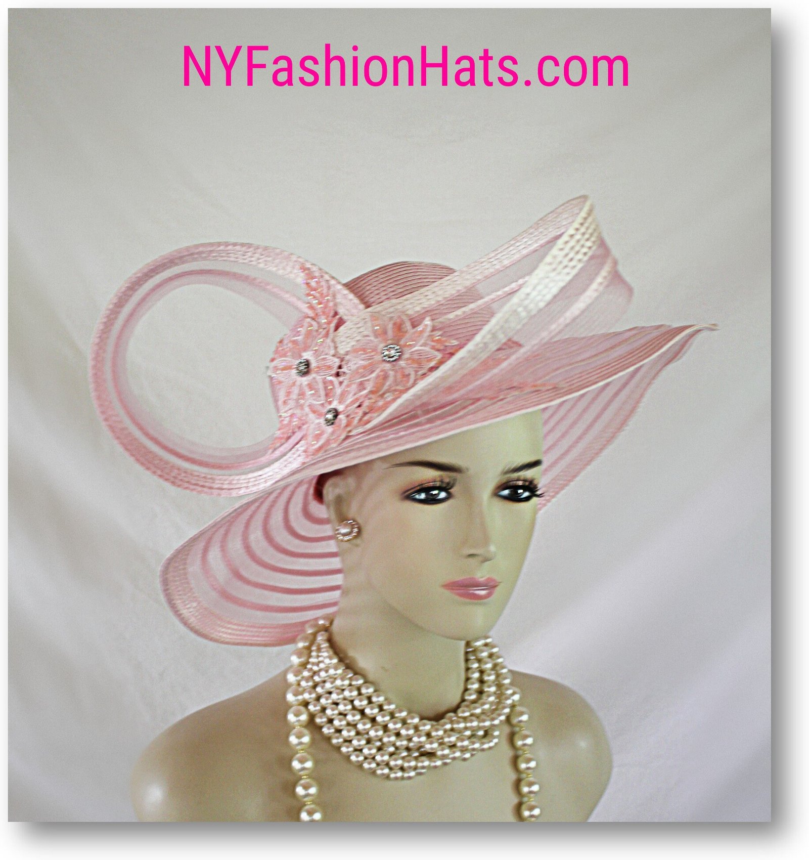 Haute Couture Pink Designer Wedding Bridal Hat, Motf Statement Hat, Big Bow Custom Luxury Hat, Formal Temple Church Dress Hat, NYFashionHats - Image 6