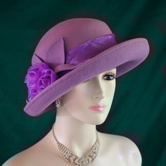 Soft Dusty Purple Wool Dress Casual Urban Hat, Couture Designer Hats, Hats For Sabbath, Church Hats, NY Fashion Hats Millinery, Irene
