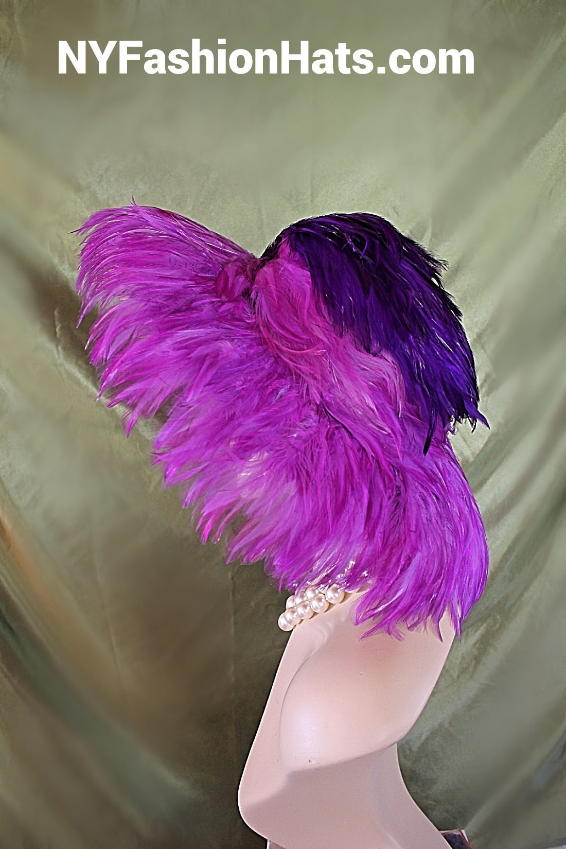 Haute Couture Luxury Winter Wool Designer Hat, Purple Statement Feather Hat, Formal Dress Hats, Wedding Guest Hat, NY Fashion Hats Millinery - Image 4