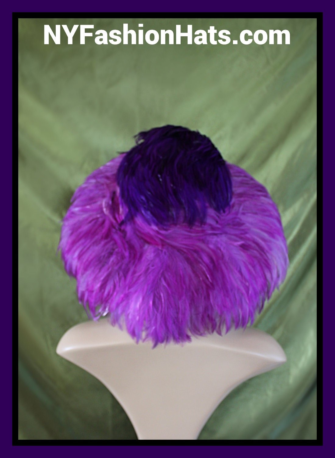 Haute Couture Luxury Winter Wool Designer Hat, Purple Statement Feather Hat, Formal Dress Hats, Wedding Guest Hat, NY Fashion Hats Millinery - Image 5