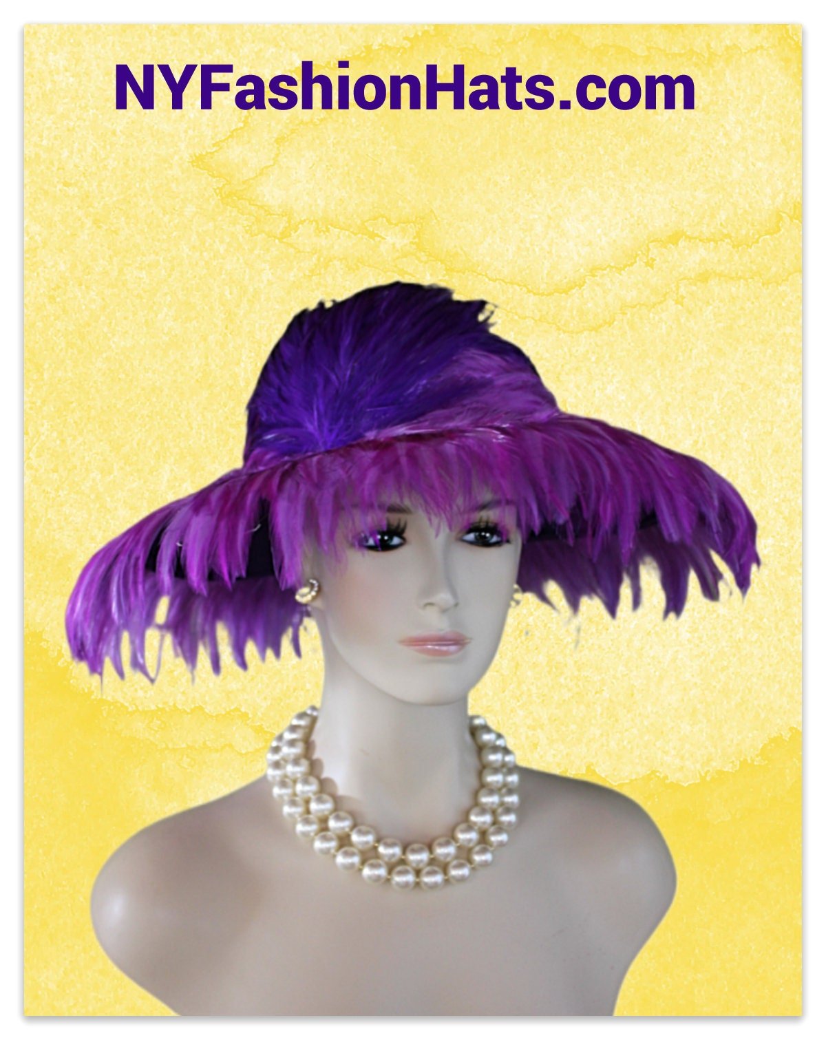 Haute Couture Luxury Winter Wool Designer Hat, Purple Statement Feather Hat, Formal Dress Hats, Wedding Guest Hat, NY Fashion Hats Millinery - Image 7
