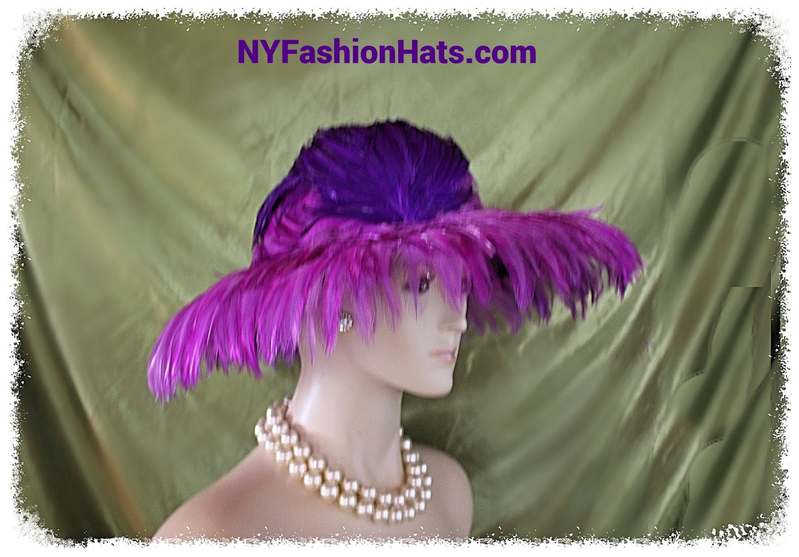 Haute Couture Luxury Winter Wool Designer Hat, Purple Statement Feather Hat, Formal Dress Hats, Wedding Guest Hat, NY Fashion Hats Millinery - Image 3
