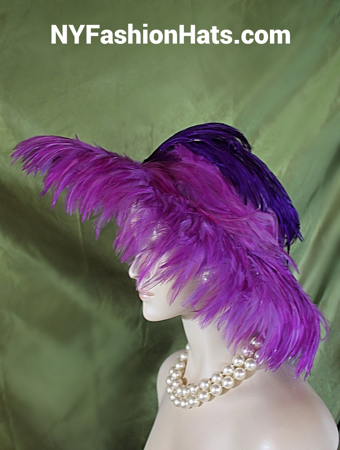Haute Couture Luxury Winter Wool Designer Hat, Purple Statement Feather Hat, Formal Dress Hats, Wedding Guest Hat, NY Fashion Hats Millinery - Image 8