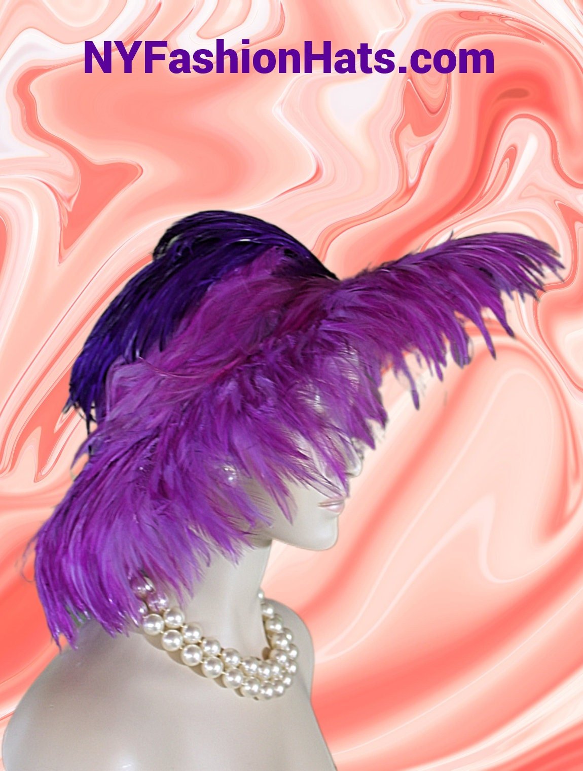 Haute Couture Luxury Winter Wool Designer Hat, Purple Statement Feather Hat, Formal Dress Hats, Wedding Guest Hat, NY Fashion Hats Millinery - Image 10