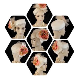 Ivory Soft Beige Pillbox Wedding Cocktail Hat, Dress Hats For Formals Special Occasion, Wedding Fascinator, NYFashionHats Designer Hat