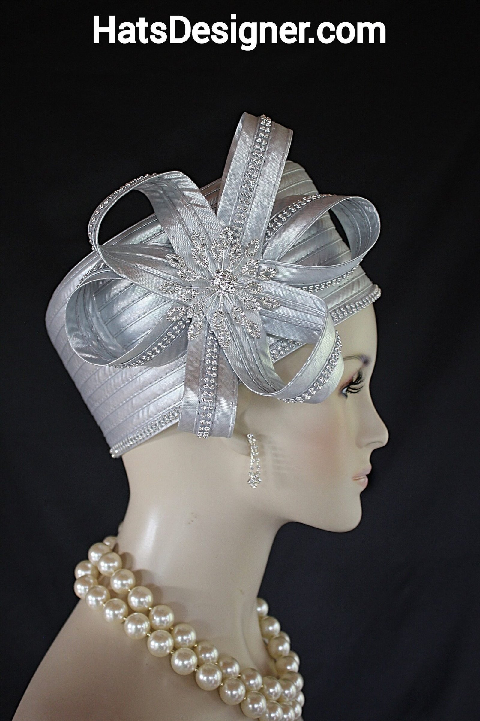 Metallic Silver Satin Pillbox Hat For Women, Mother Of The Bride Headpiece, NY Fashion Hats, Formal Church Sabbath Dress Hat, Designer Hat - Image 9