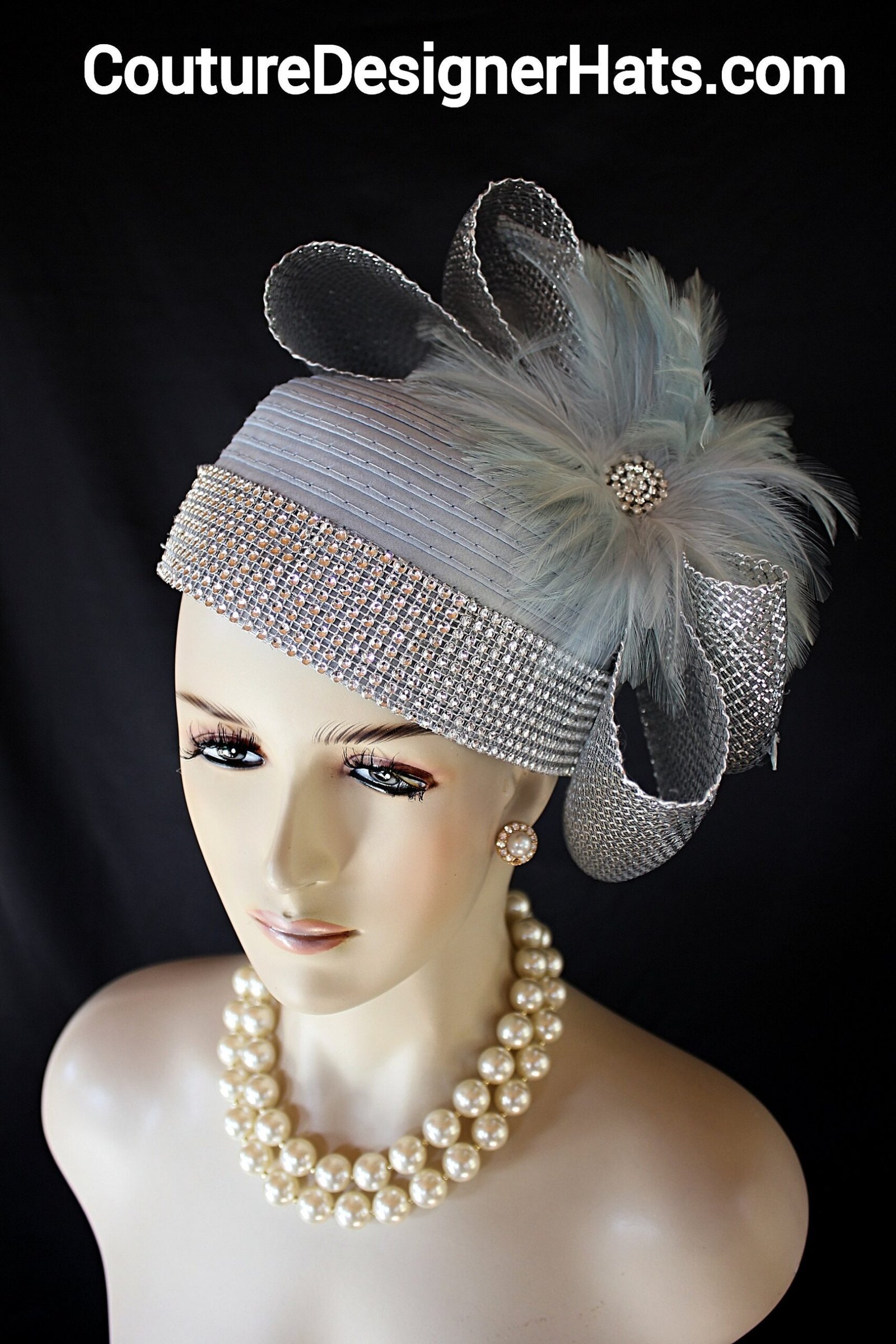 Blue Metallic Silver Pillbox Wedding Hat Women, Church Hats, NY Fashion Hats, Cocktail Hat Fascinator, Bridal Headpiece, Mother Of The Bride - Image 8