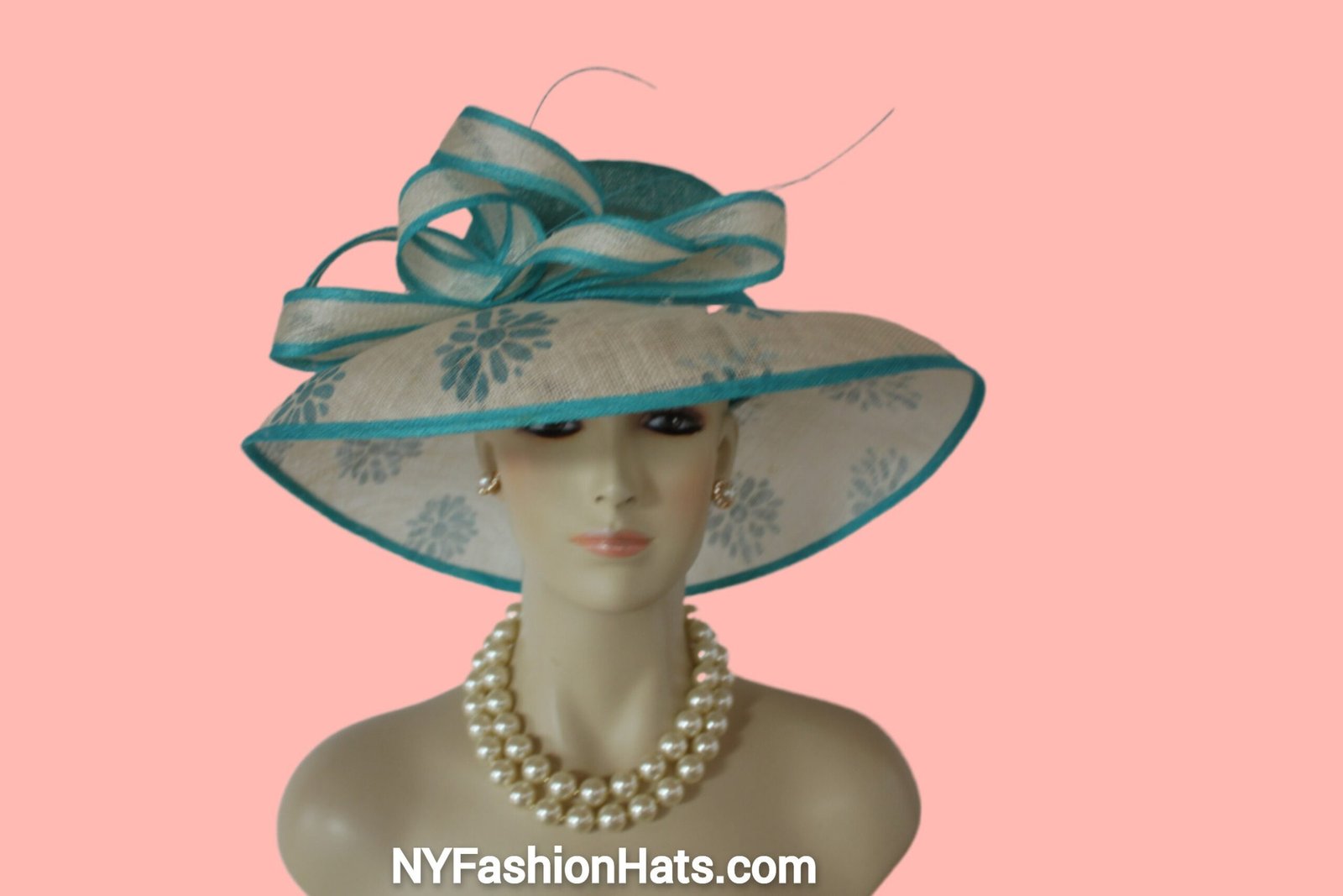 Turquoise Blue Beige Sinamay Straw Hat Women, Formal Wedding Dress Hat, Cruise Wear Sun Hat Vacation, Hats For Horse Races, NYFashionHats - Image 7