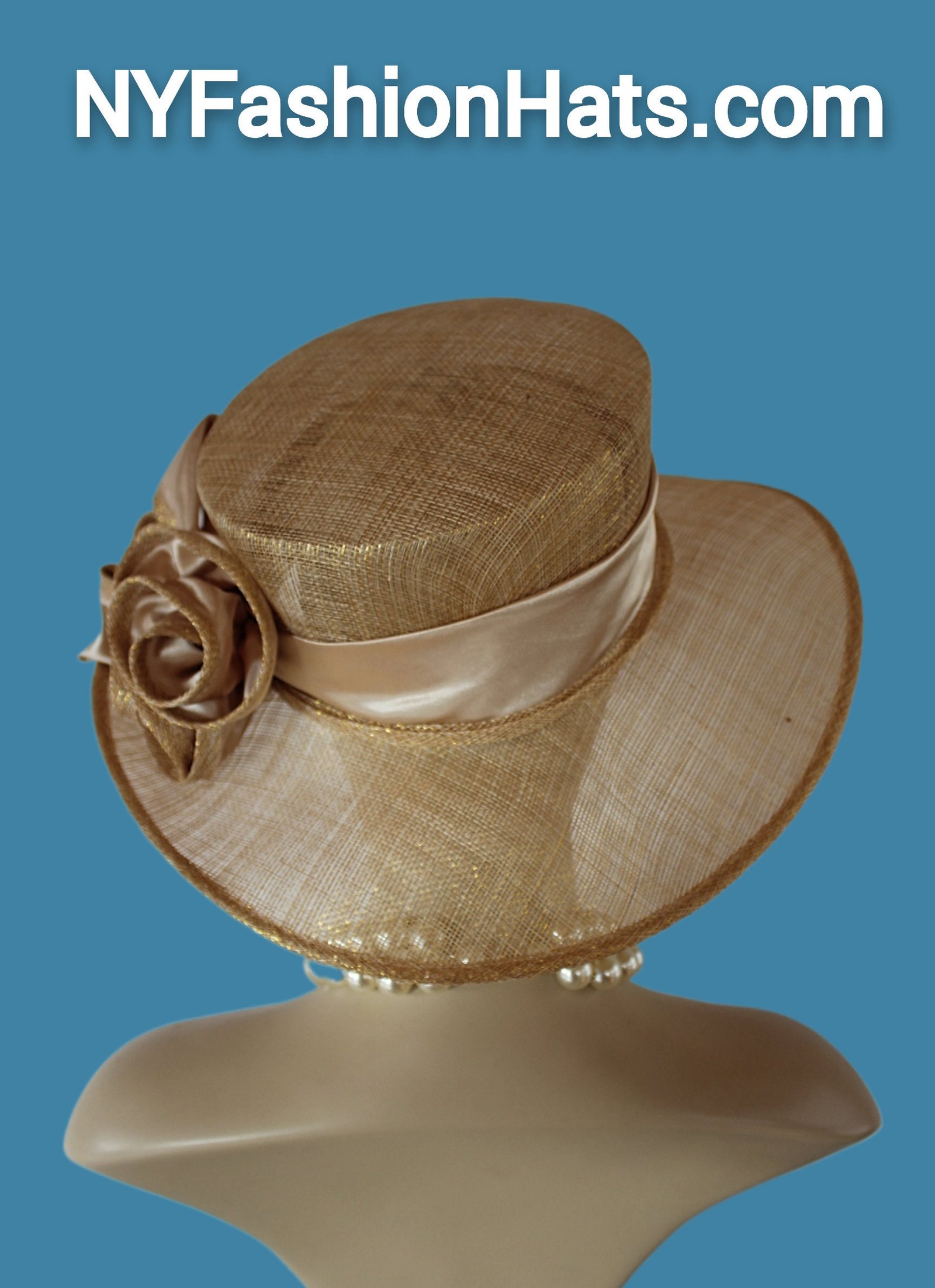 Metallic Gold Beige Sinamay Straw Satin Hat Women, Formal Wedding Dress Hat, Cruise Wear Sun Hat Vacation, Hats Horse Races, NYFashionHats - Image 9