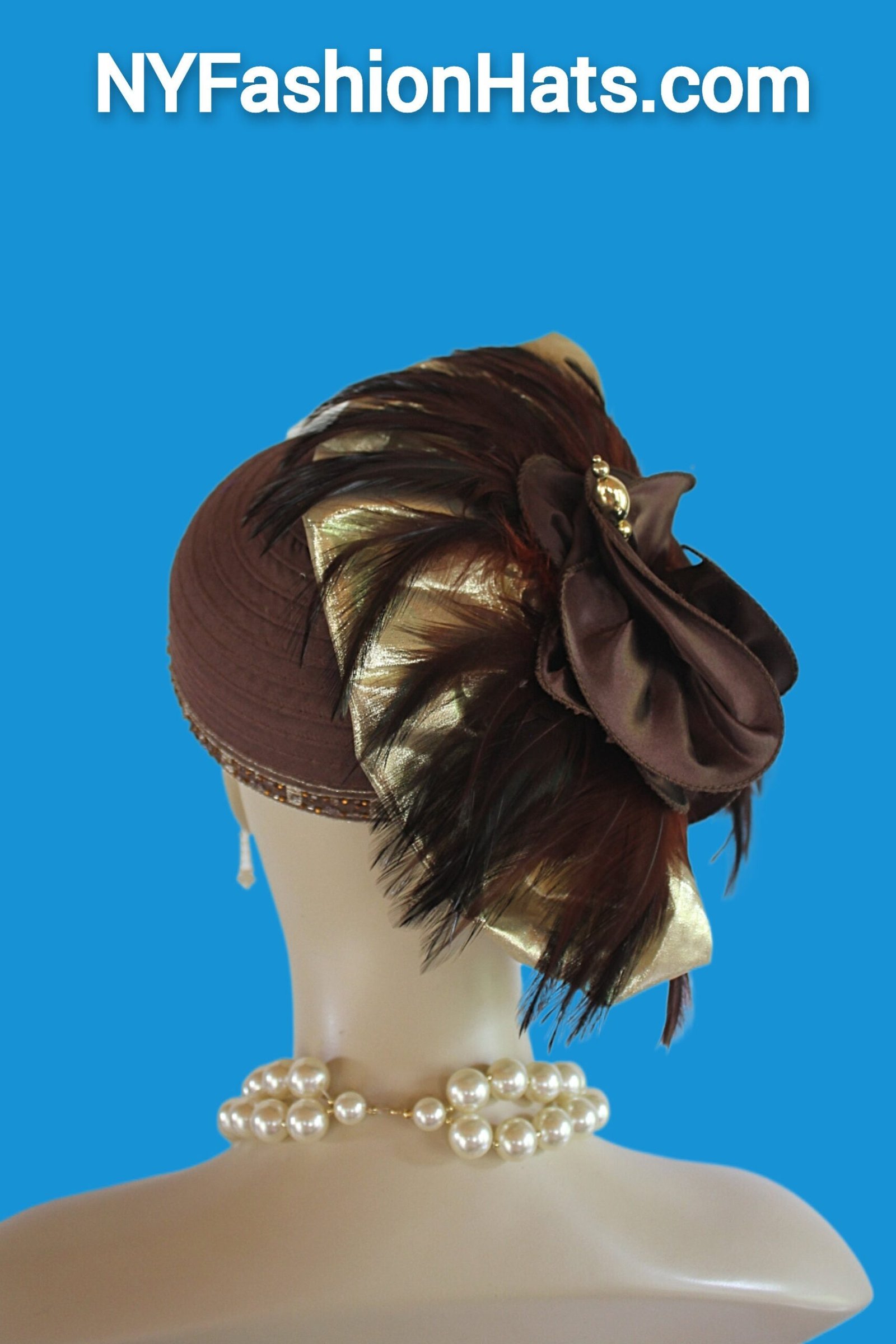 Women's Haute Couture Pillbox Brown Satin Hat, Avant Garde Hat Woman, Bridal Wedding Headpiece Formal Hat, NY Fashion Hats Millinery KH778 - Image 8