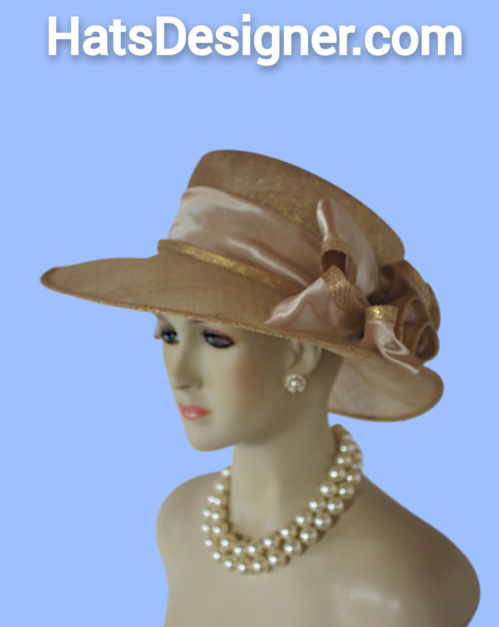 Metallic Gold Beige Sinamay Straw Satin Hat Women, Formal Wedding Dress Hat, Cruise Wear Sun Hat Vacation, Hats Horse Races, NYFashionHats - Image 5