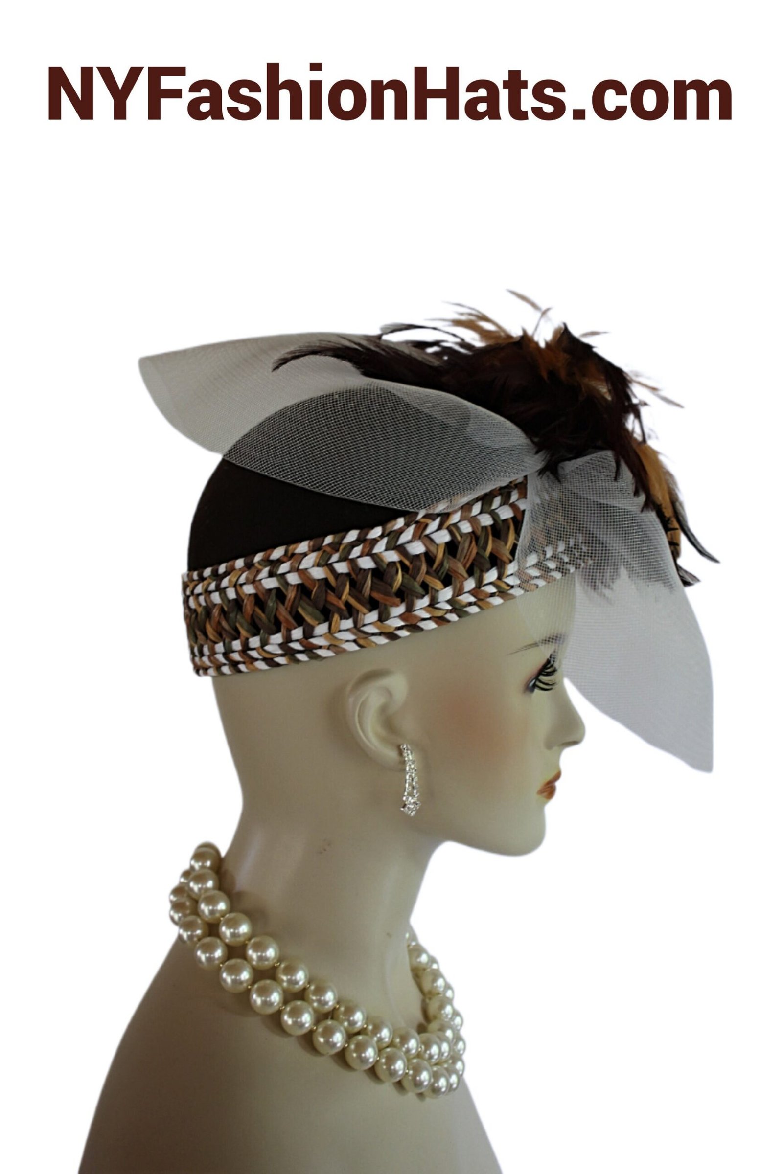 Avant Garde Hat NY Fashion Hats Millinery, Brown Winter Wool Pillbox Dress Hat, Haute Couture Cocktail Hat, Wedding Fascinator Bridal Bride - Image 7