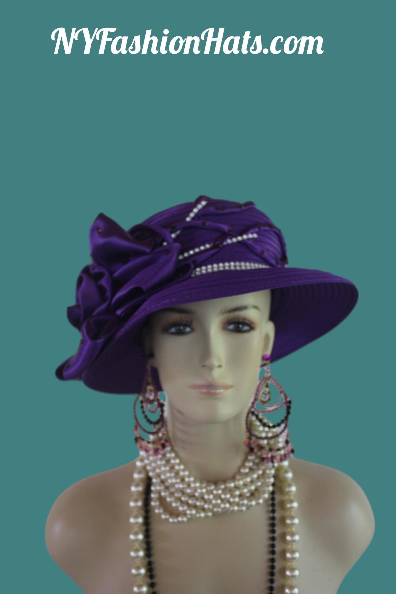 Satin Hat Big Brim Purple White, Haute Couture Designer Hats, NY Fashion Hats, Formal Wedding Bridal Hat, Church Sabbath Hat, Dress Hats