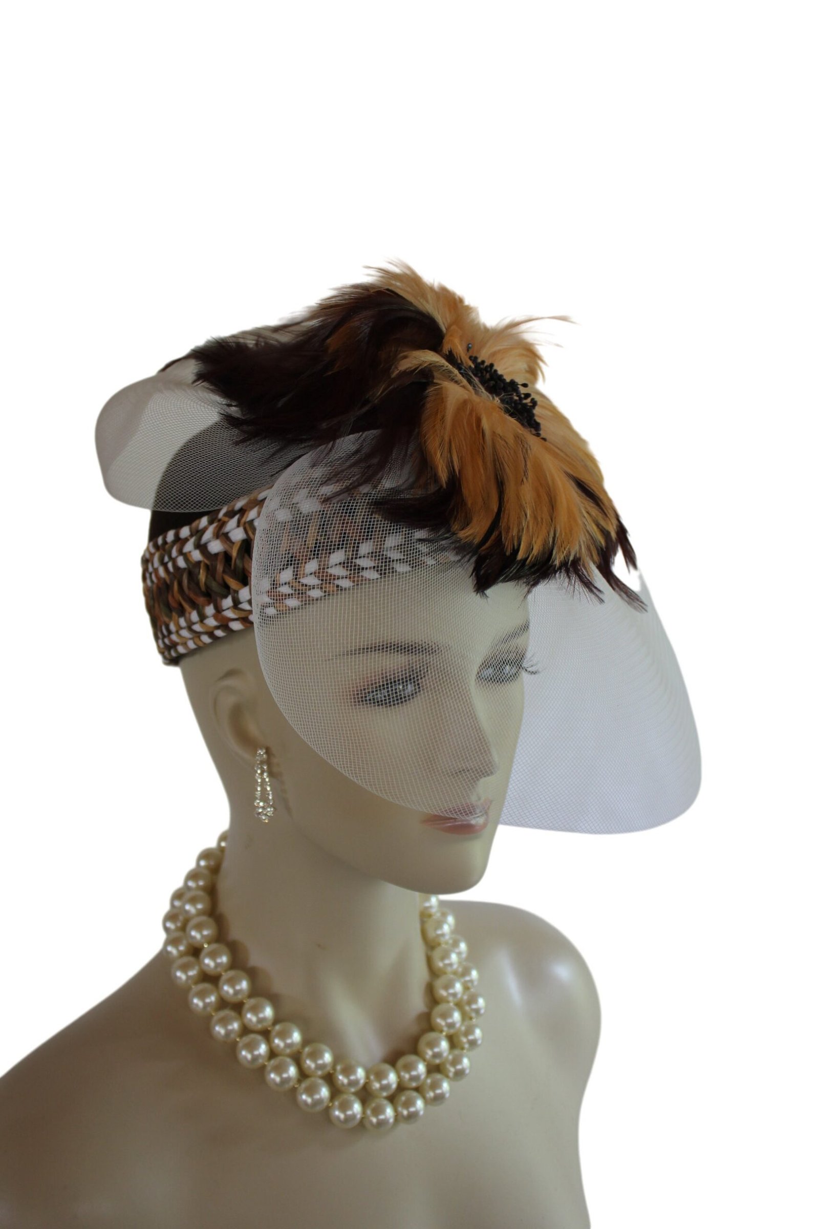 Avant Garde Hat NY Fashion Hats Millinery, Brown Winter Wool Pillbox Dress Hat, Haute Couture Cocktail Hat, Wedding Fascinator Bridal Bride - Image 10