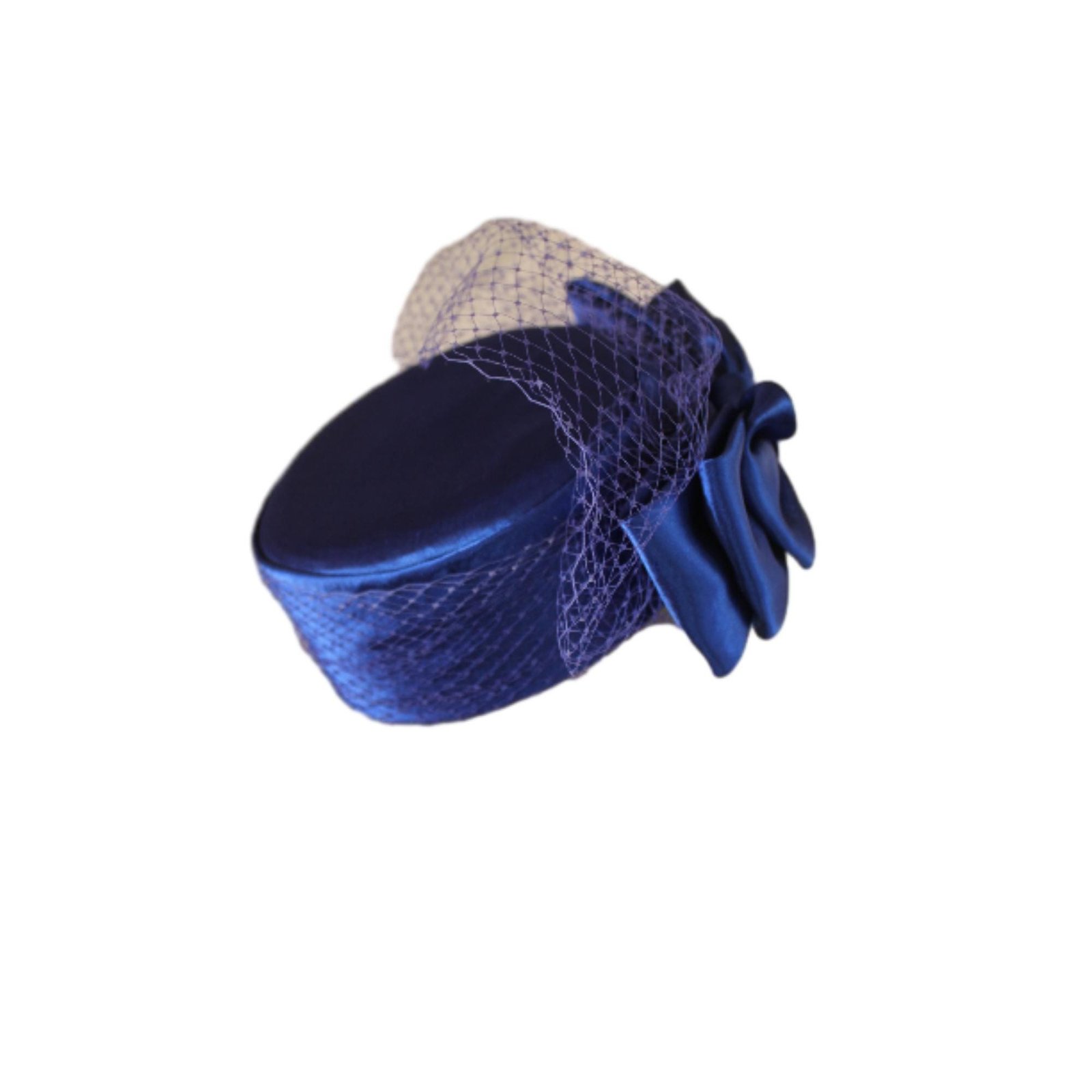 Royal Blue Satin Wedding Pillbox Bridal Hat, Formal Hats Brides, Church Dress Hat, NYFashionHats, CoutureDesignerHats, Mother Of The Bride - Image 7
