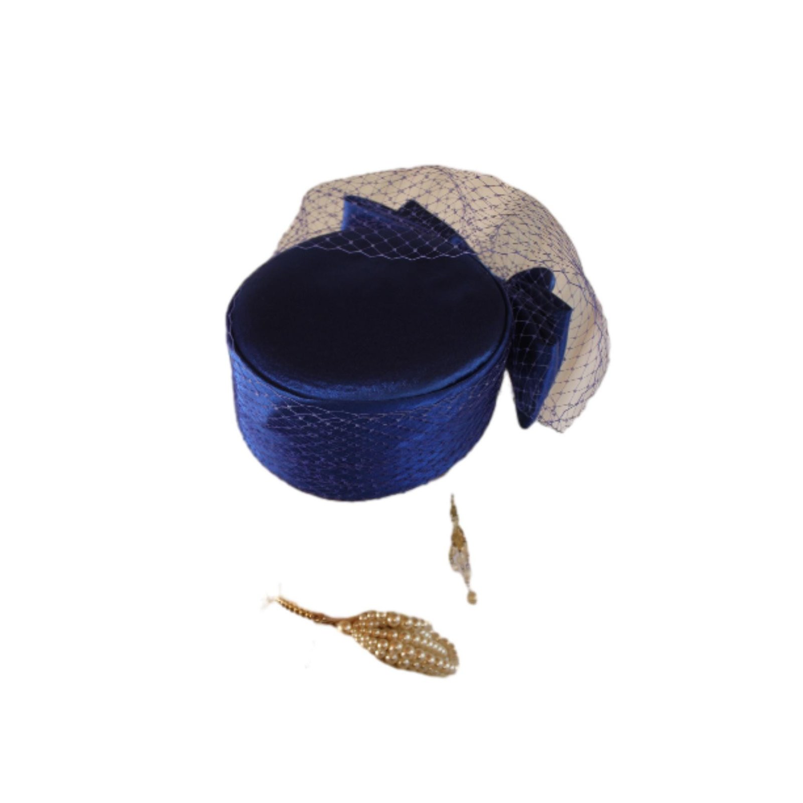 Royal Blue Satin Wedding Pillbox Bridal Hat, Formal Hats Brides, Church Dress Hat, NYFashionHats, CoutureDesignerHats, Mother Of The Bride - Image 10
