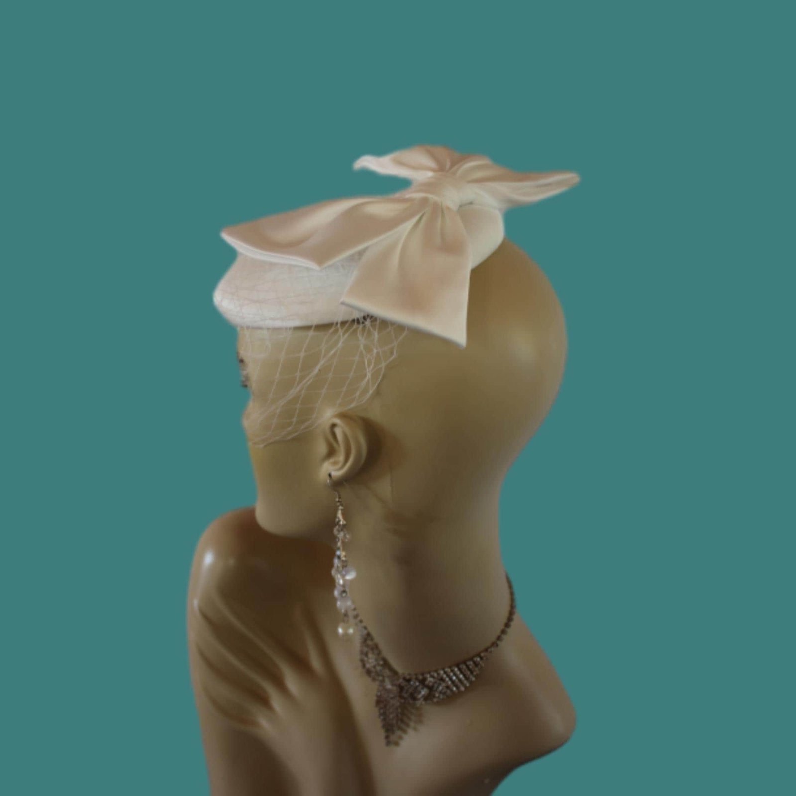 White Satin Pillbox Wedding Bridal Fascinator Headpiece, Hats With Veils, Cocktail Hats, Mother Of The Bride Millinery, Fashion Dress Hat - Image 9