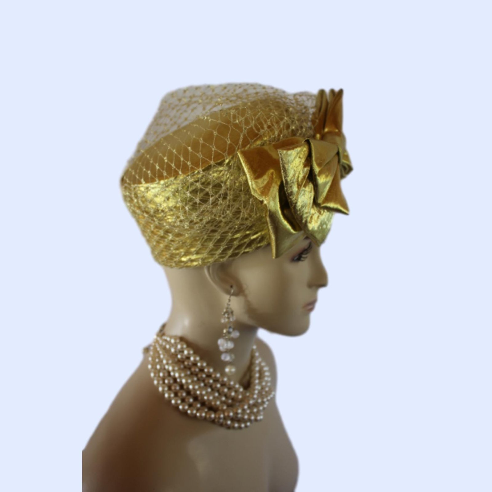 Metallic Gold Wedding Pillbox Bridal Hat, Formal Hats Brides, Church Dress Hat, NYFashionHats, CoutureDesignerHats, Mother Of The Bride Hat - Image 8