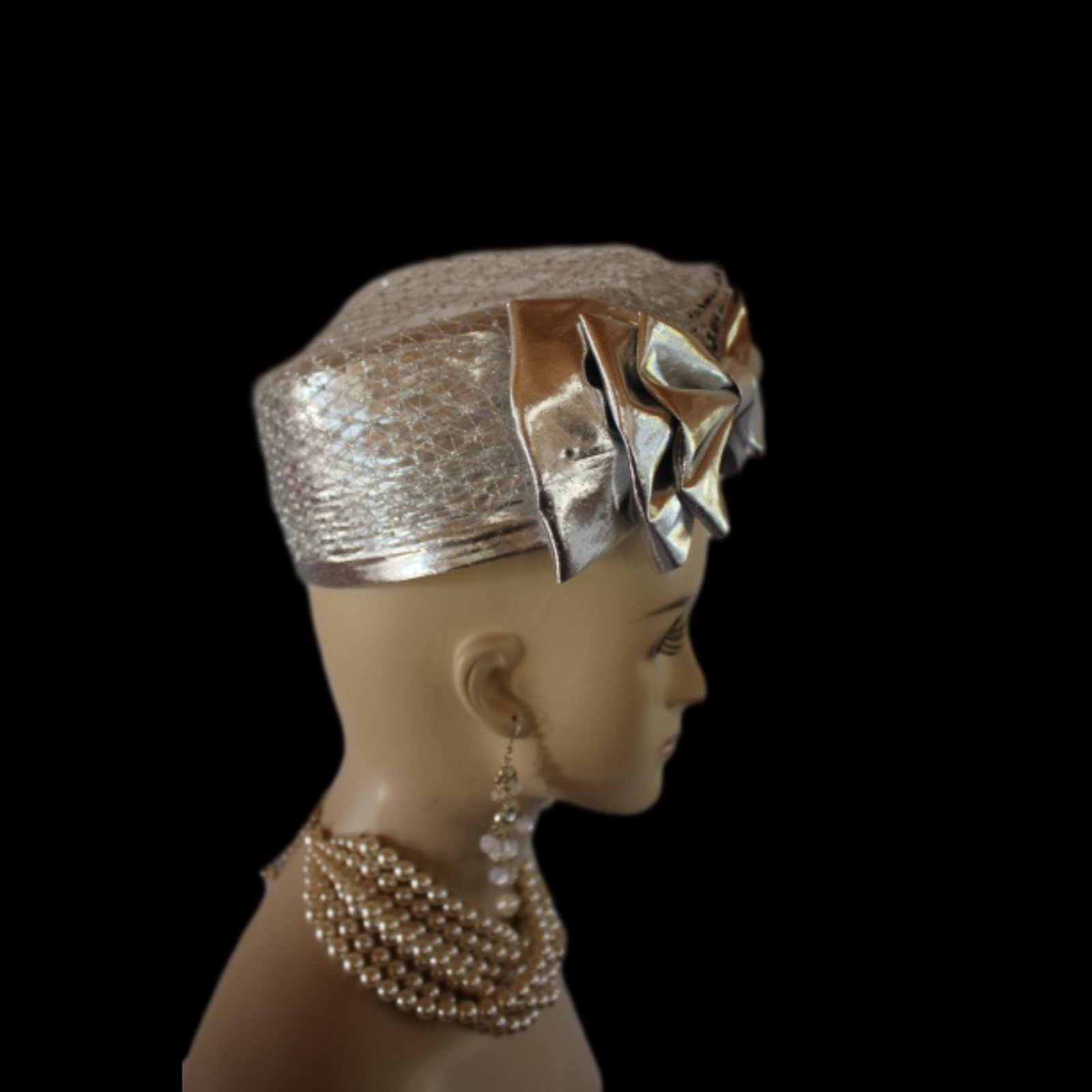 Metallic Silver Wedding Pillbox Bridal Hat, Formal Hats Brides, Church Dress Hat, NYFashionHats, CoutureDesignerHats, Mother Of The Bride - Image 6
