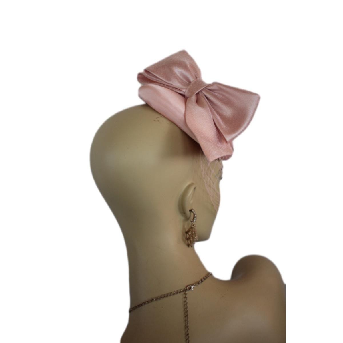 Pink Satin Pillbox Wedding Bridal Fascinator Headpiece, Cocktail Hats With Veils, Mother Of The Bride Millinery, Fashion Dress Designer Hat - Image 8