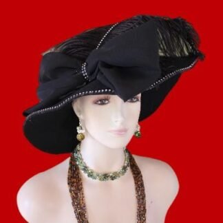 Haute Couture Feathered Black Winter Designer Hat Women, NY Fashion Hats Avant Garde Hat Headwear Millinery, Formal Dress Church Hat Races