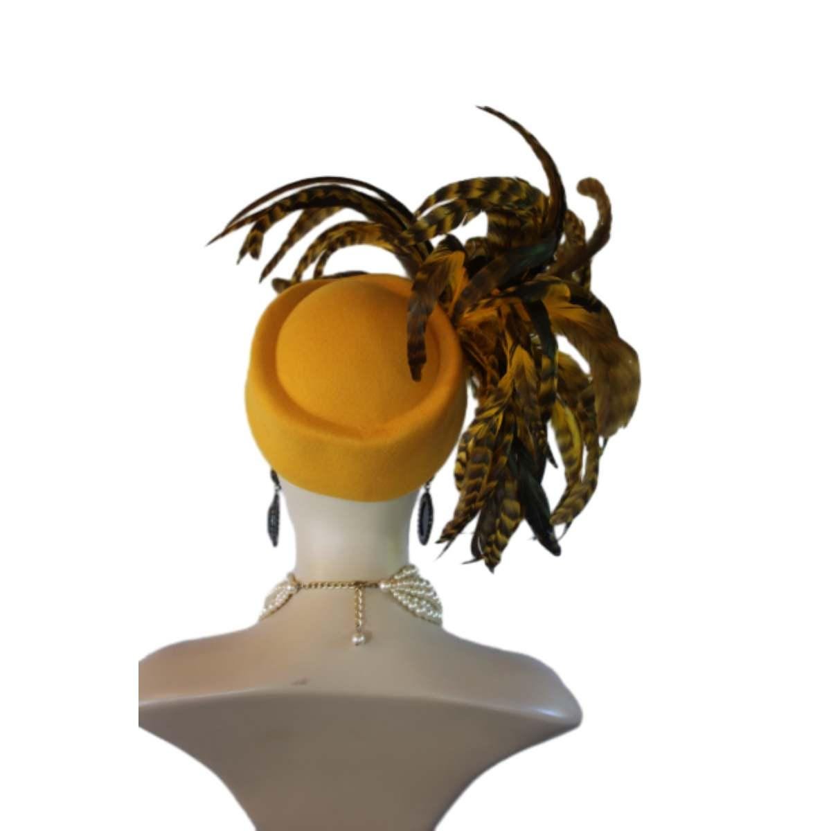 Avant Garde Black Feathered Pillbox Designer Hat For Women, Haute Couture Wedding Bridal Fashion Hat Headpiece, Hats For Horse Races Derby - Image 7