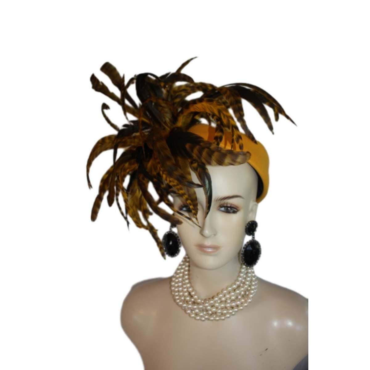 Avant Garde Black Feathered Pillbox Designer Hat For Women, Haute Couture Wedding Bridal Fashion Hat Headpiece, Hats For Horse Races Derby - Image 9