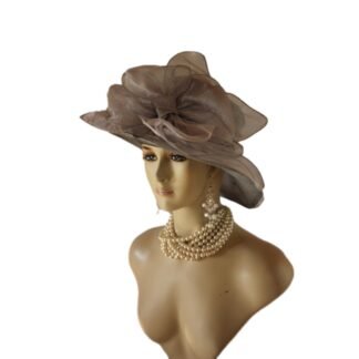 Silver Gray Brim Haute Couture Designer Hat Women, Mother Of The Bride Hats, Ladies Formal Dress Fashion Church Hat, Hats For Horse Races
