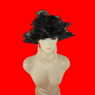Black Haute Couture Designer Wedding Hat Women, Mother Of The Bride Hats, Ladies Formal Dress Fashion Hat, Church Hats, Hats Horse Races