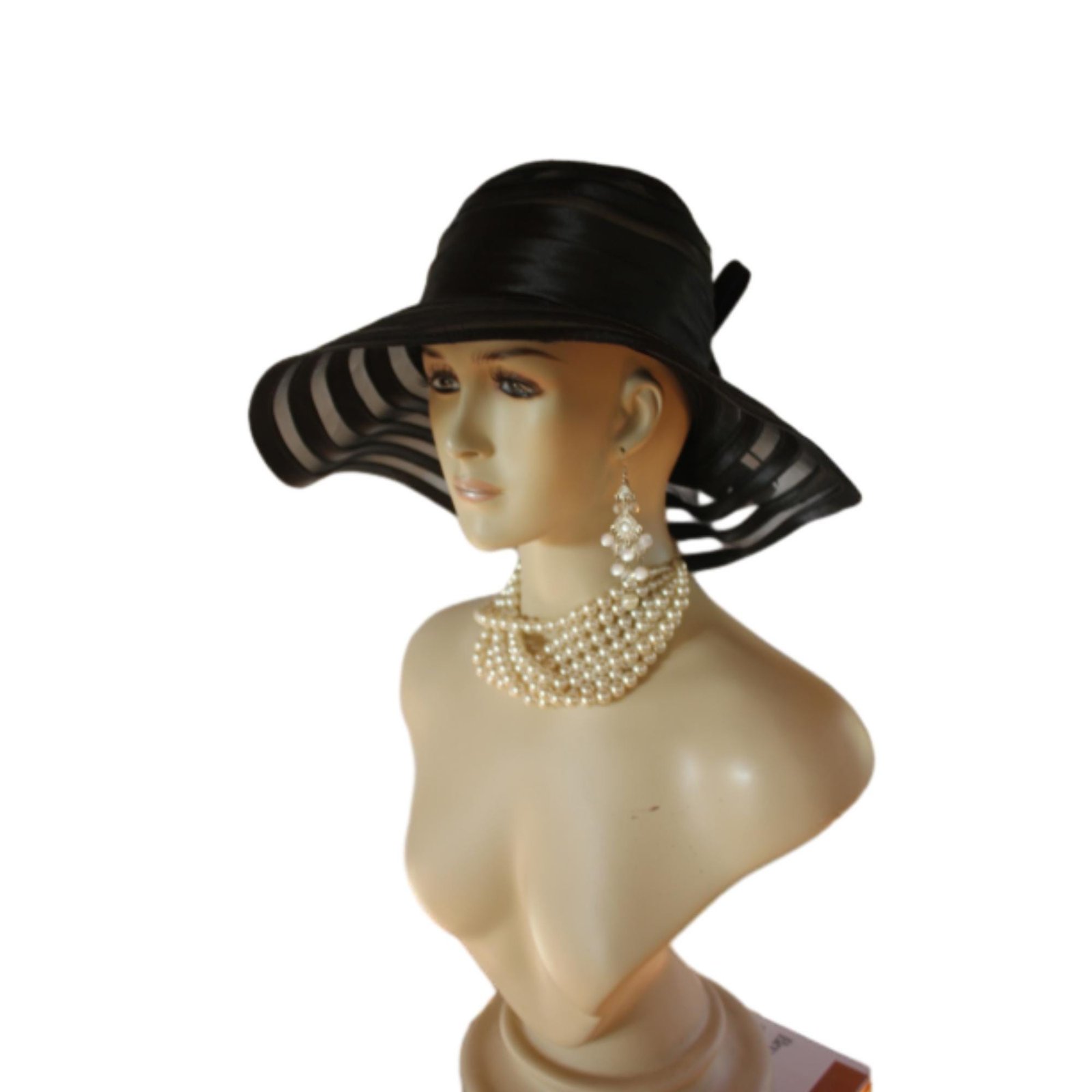 Black Satin Haute Couture Large Brim Hat Women, Formal Dress Church Hat, NY Fashion Hats , Ladies Designer Hats, Wedding Guest Hat Races - Image 8