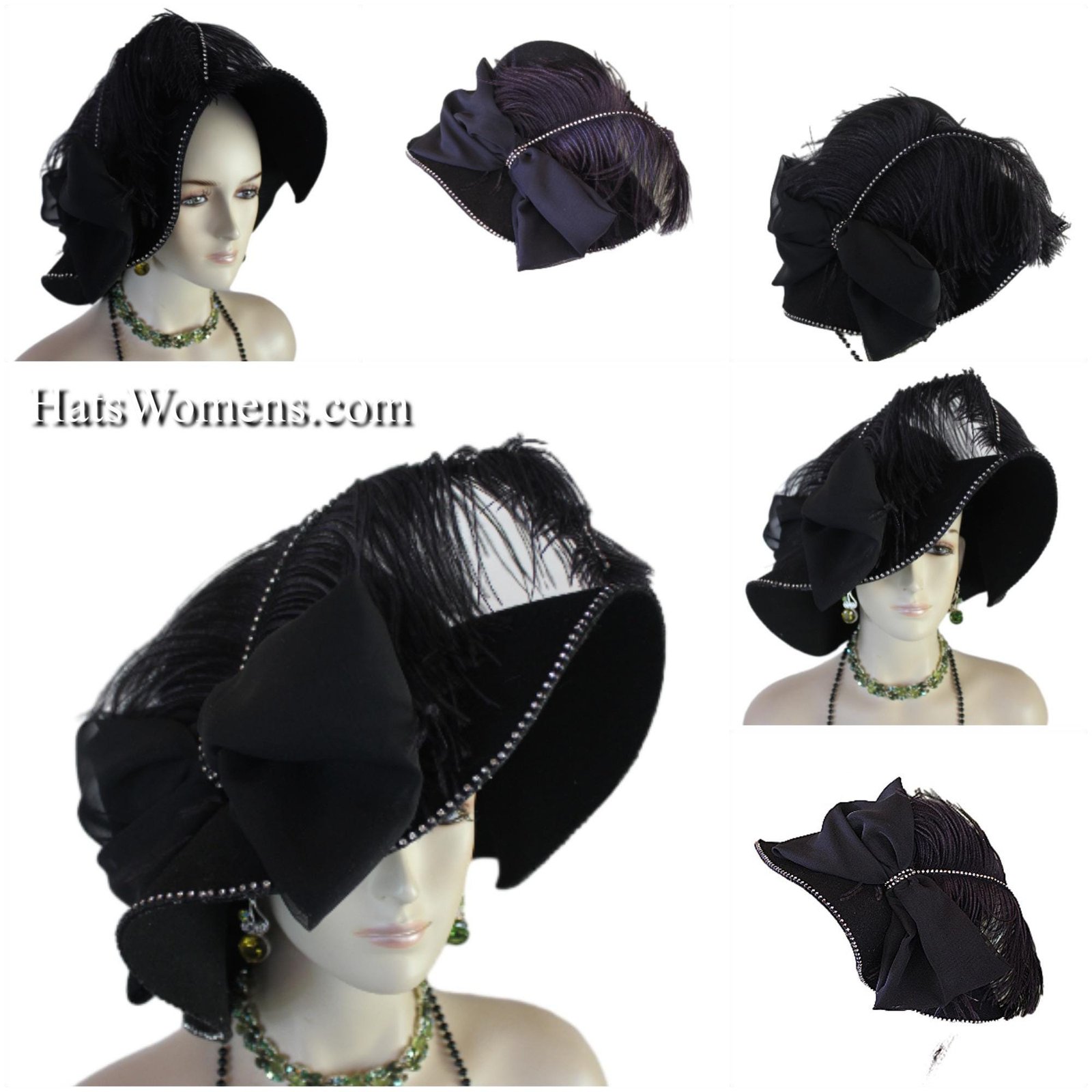 Haute Couture Feathered Black Winter Designer Hat Women, NY Fashion Hats Avant Garde Hat Headwear Millinery, Formal Dress Church Hat Races - Image 3