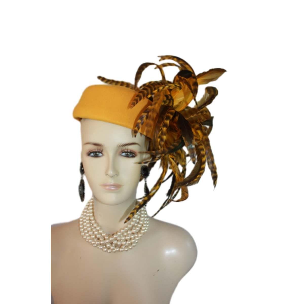 Avant Garde Black Feathered Pillbox Designer Hat For Women, Haute Couture Wedding Bridal Fashion Hat Headpiece, Hats For Horse Races Derby - Image 3