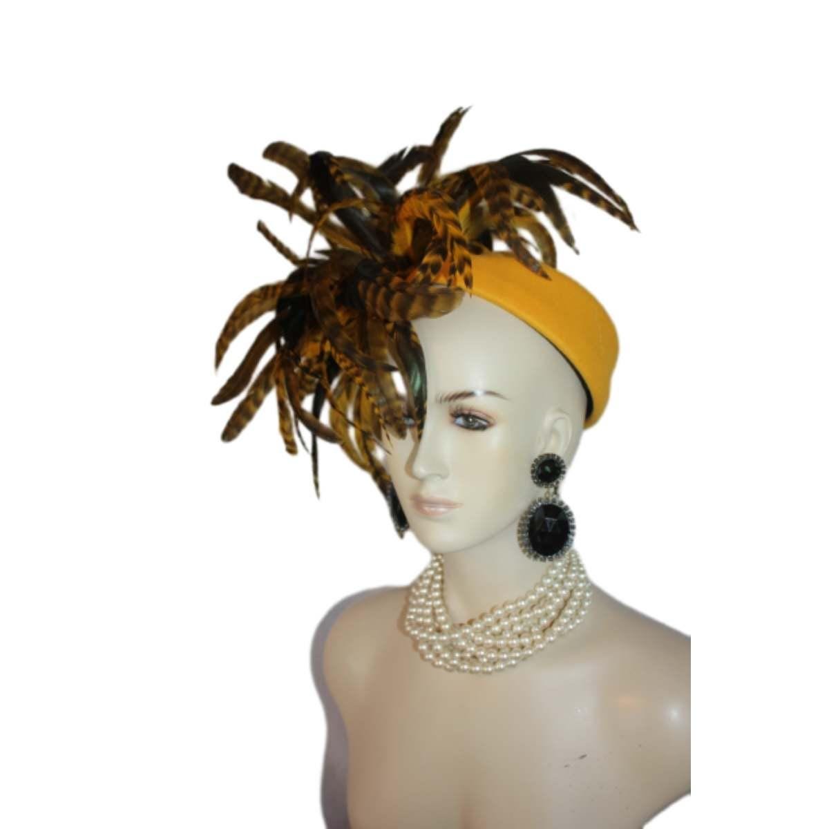 Avant Garde Black Feathered Pillbox Designer Hat For Women, Haute Couture Wedding Bridal Fashion Hat Headpiece, Hats For Horse Races Derby - Image 10