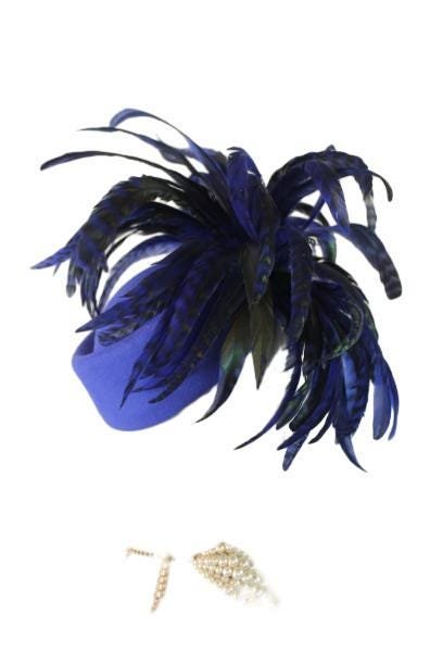 Avant Garde Royal Blue Designer Pillbox Fashion Hat Women, Haute Couture Wedding Bridal Hat Headpiece, Mother Of The Bride, Dress Hats Races - Image 6