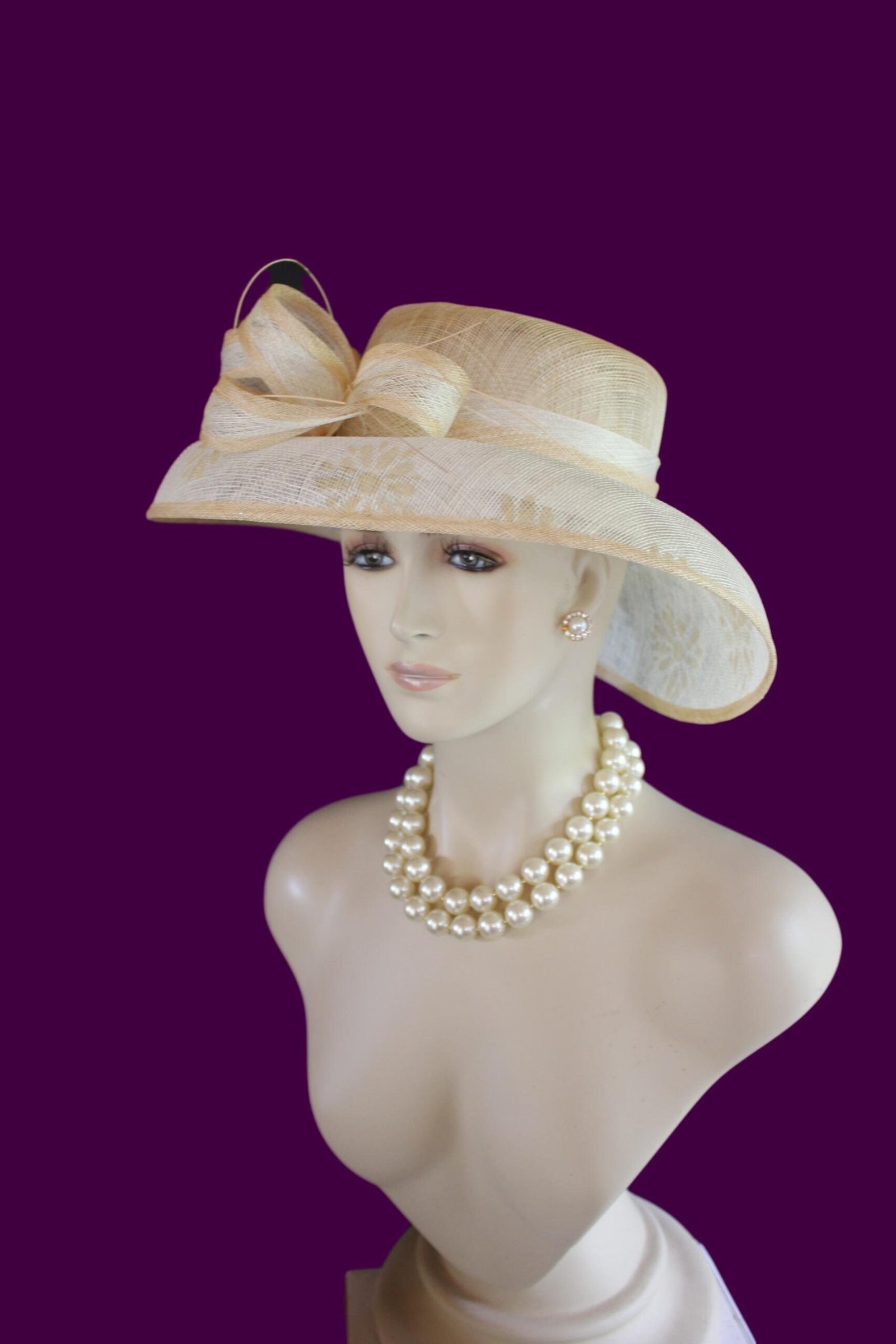 Beige Natural White Sinamay Straw Hat Women, Formal Wedding Dress Hat, Cruise Wear Sun Hat Vacation, Hats For Horse Races, NYFashionHats - Image 6