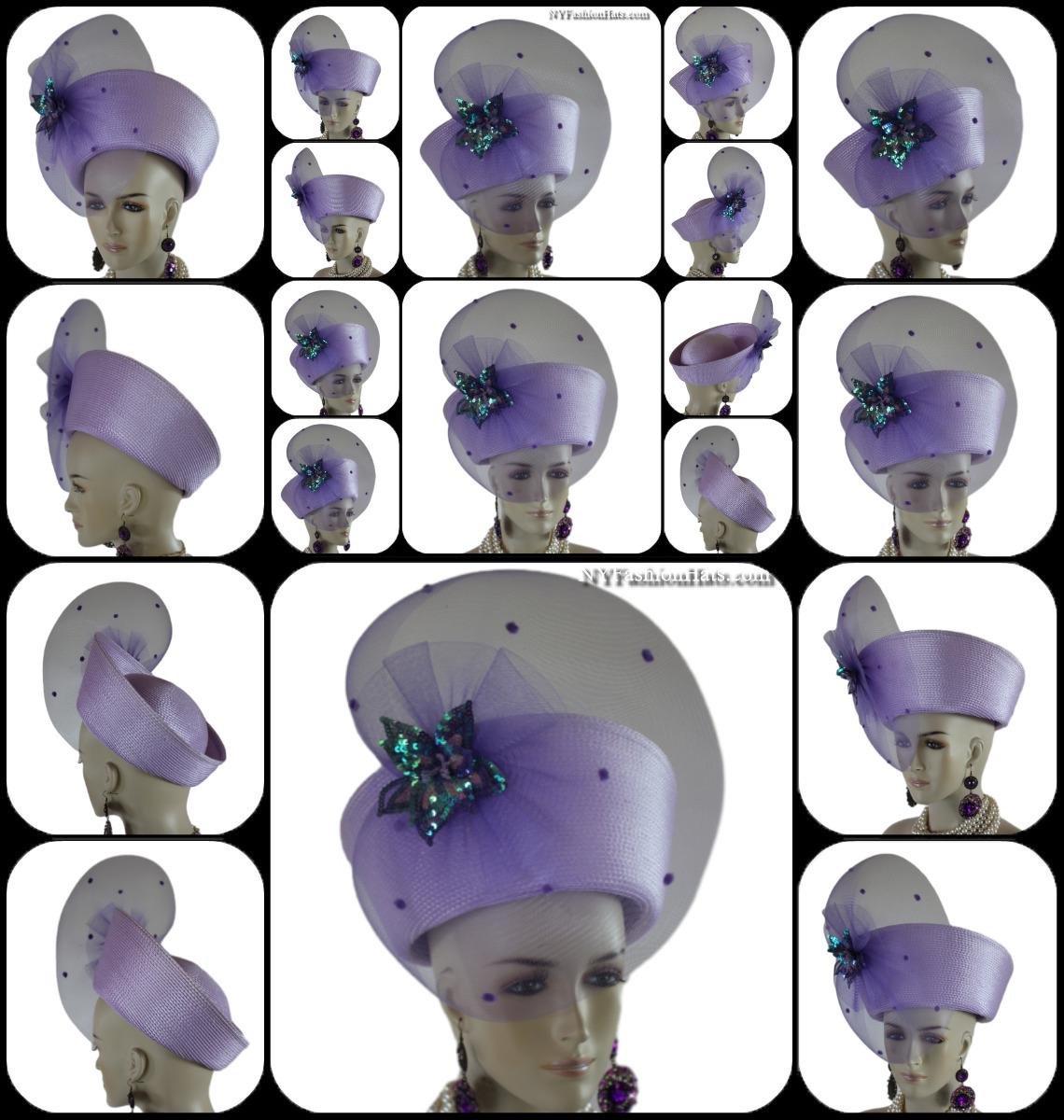 Lavender Purple Haute Couture High Crown Nefertiti Style Pillbox Hat, Formal Wedding Dress Mother Of The Bride Hat, NYFashionHats Headdress - Image 5