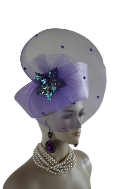 Lavender Purple Haute Couture High Crown Nefertiti Style Pillbox Hat, Formal Wedding Dress Mother Of The Bride Hat, NYFashionHats Headdress - Image 4