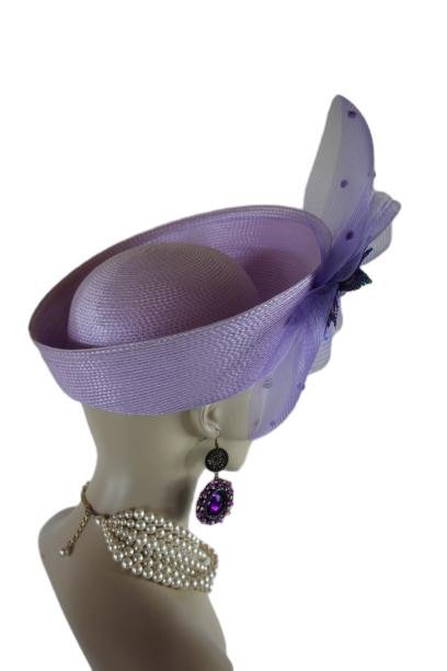 Lavender Purple Haute Couture High Crown Nefertiti Style Pillbox Hat, Formal Wedding Dress Mother Of The Bride Hat, NYFashionHats Headdress - Image 7