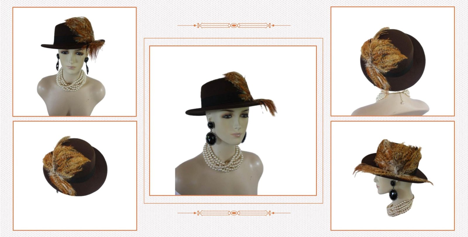 Brown Felt Bolero Gaucho Hat, Boater Gondola Fedora Hat, Beige Gold Tan Haute Couture Designer Fashion Hat, Wedding Dress Causal Formal Hats - Image 2