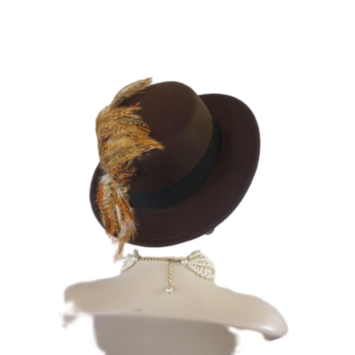 Brown Felt Bolero Gaucho Hat, Boater Gondola Fedora Hat, Beige Gold Tan Haute Couture Designer Fashion Hat, Wedding Dress Causal Formal Hats - Image 8