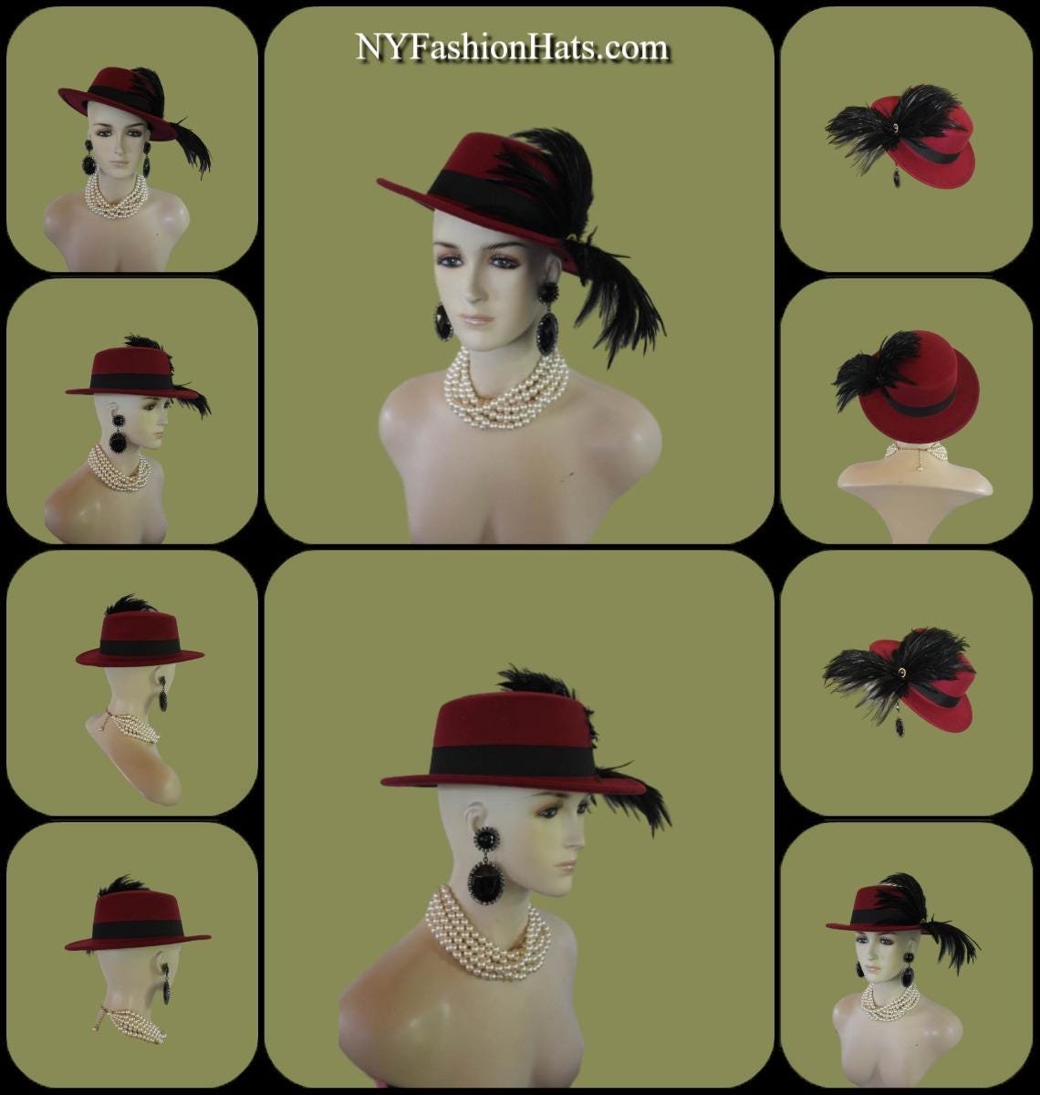 Burgundy Black Felt Bolero Gaucho Dress Hat, Boater Gondola Fedora Fashion Hat, Avant Garde Hat, Haute Couture Designer Hat, Wedding - Image 16