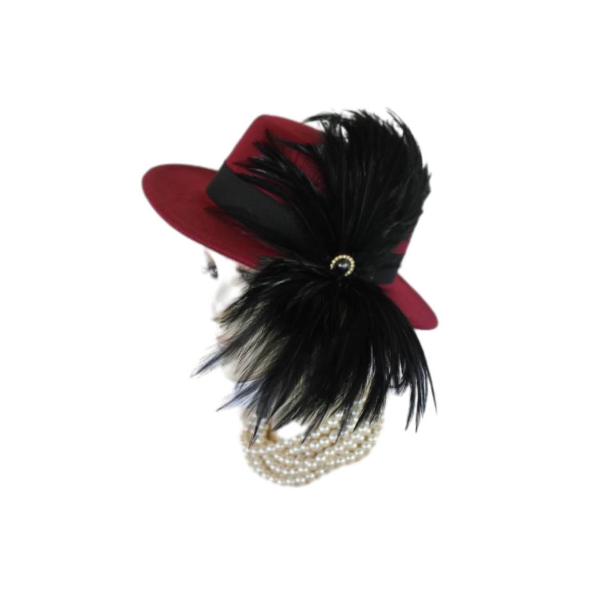 Burgundy Black Felt Bolero Gaucho Dress Hat, Boater Gondola Fedora Fashion Hat, Avant Garde Hat, Haute Couture Designer Hat, Wedding - Image 6