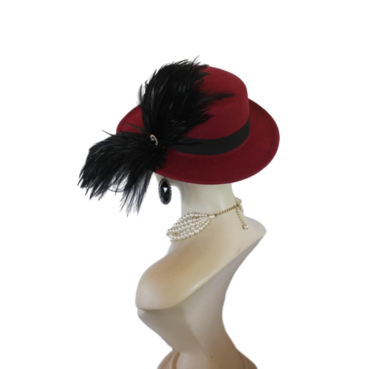 Burgundy Black Felt Bolero Gaucho Dress Hat, Boater Gondola Fedora Fashion Hat, Avant Garde Hat, Haute Couture Designer Hat, Wedding - Image 7