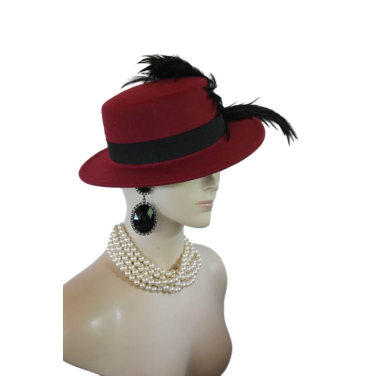 Burgundy Black Felt Bolero Gaucho Dress Hat, Boater Gondola Fedora Fashion Hat, Avant Garde Hat, Haute Couture Designer Hat, Wedding - Image 14