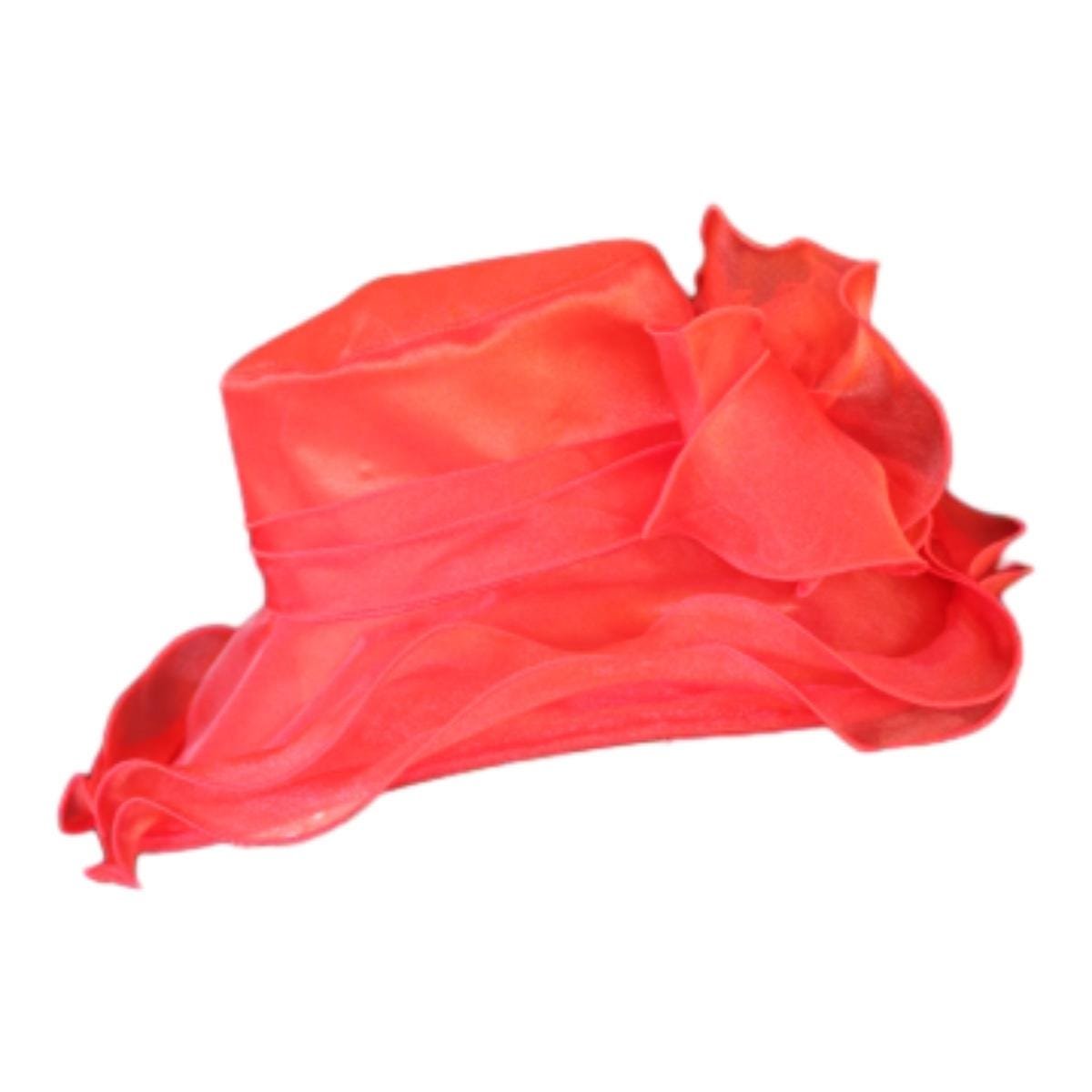Red Big Ruffle Brim Organza Wedding Brida Hat, Formal Dress Hat, Mother Of The Bride Hats, Haute Couture Designer Hats, NY Fashion Hats - Image 12